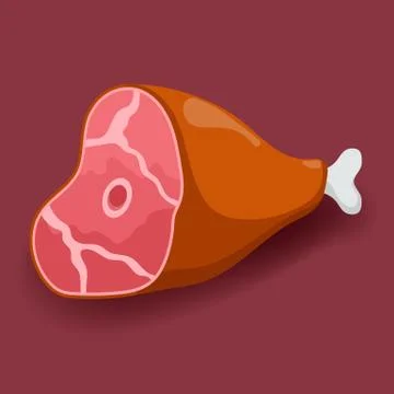 Meat vector - gammon. Fresh meat icon flat Stock-Illustration