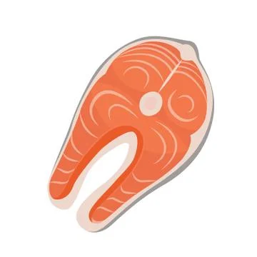Meat vector - red fish salmon steak. Fresh meat icon. Stock Illustration