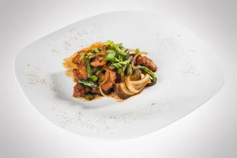 Meat with vegetables Stock Photos