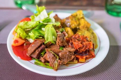 Meat with vegetables 스톡 사진