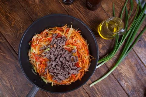 Meat with vegetables Stock Photos