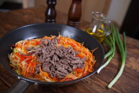 Meat with vegetables Stock Photos
