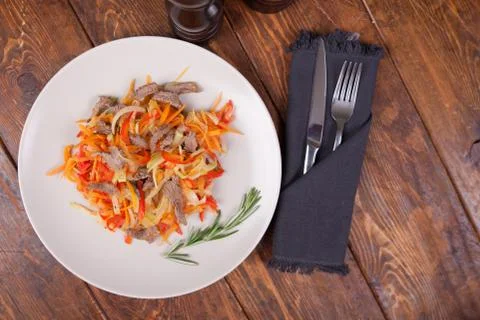 Meat with vegetables Stock Photos