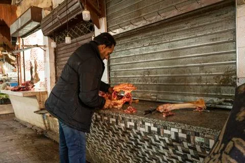 Meat vendors Stock Photos