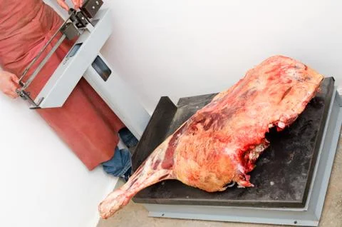 Meat weighting 스톡 사진