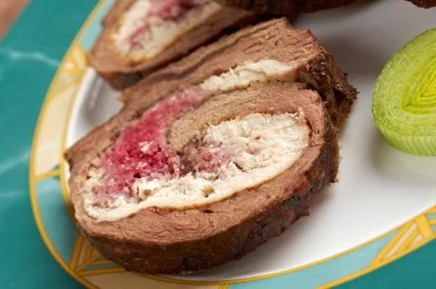Meat wrapped rolls Stock Photos
