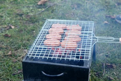 Meatball Barbecue at Backyard Stock Photos