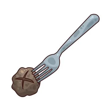 Meatball on fork illustration Illustrazione stock