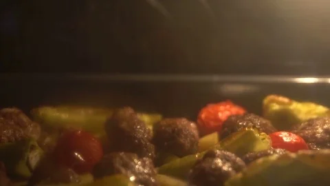 Meatball in the oven Stock Footage 77430380