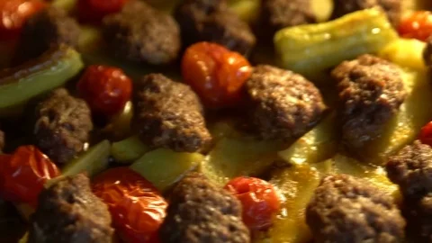 Meatball in the oven Stock Footage 77430395