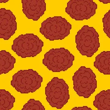 Meatball pixel art pattern seamless. meatballs 8 bit background. pixelated fo Stock Illustration
