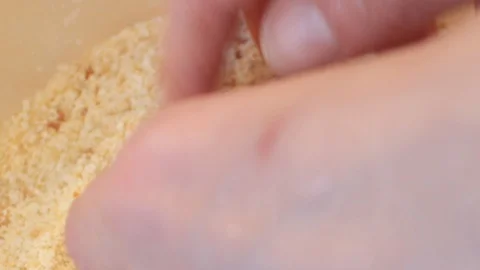 Meatball rolling in bread crumb Stock Footage 107807845