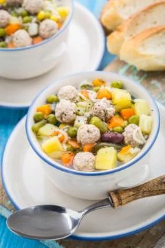 Meatball soup with vegetables Stock Photos