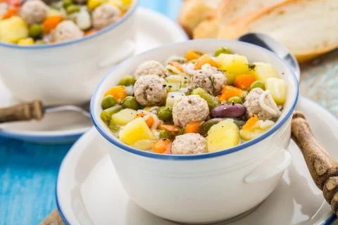 Meatball soup with vegetables Stock Photos