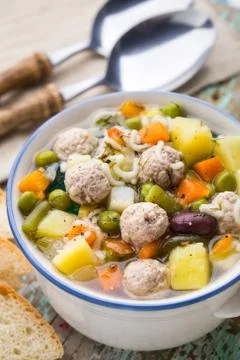 Meatball soup with vegetables Stock Photos
