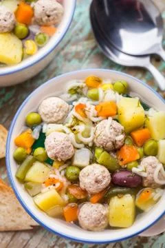 Meatball soup with vegetables Stock Photos