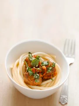 Meatball spaghetti Stock Photos