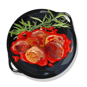 Meatball in tomato sauce Stock Illustration