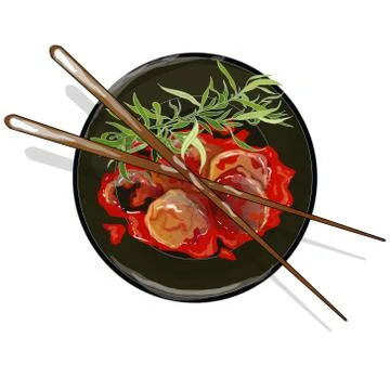 Meatball in tomato sauce Stock Illustration