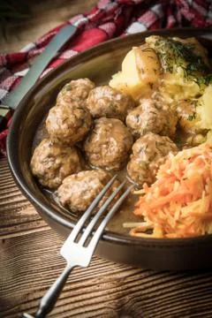 Meatballs and mashed potatoes Stock Photos