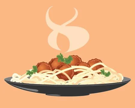 Meatballs and spaghetti Stock Illustration
