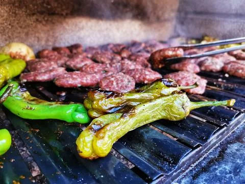 Meatballs on the barbecue. Stock Photos