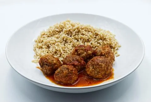 Meatballs with basmati rice Stock Photos