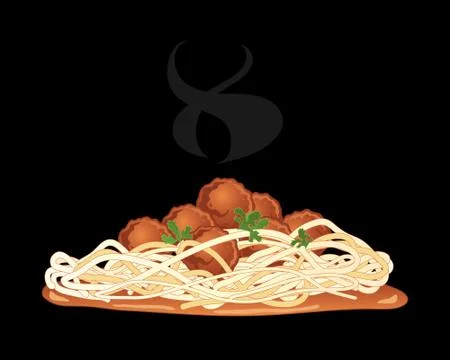 Meatballs on black Stock Illustration