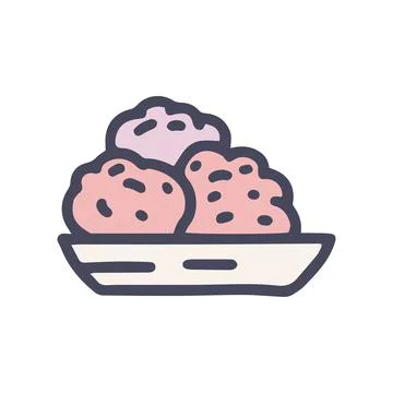 Meatballs color vector doodle simple icon design Stock Illustration