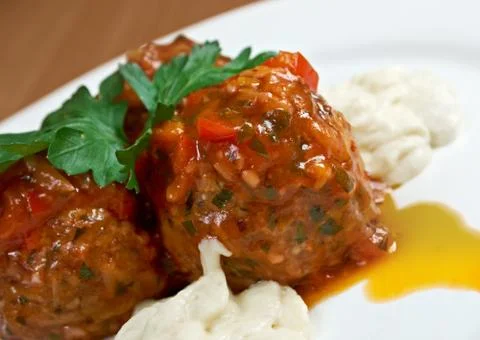 Meatballs cooked with vegetables Stock Photos