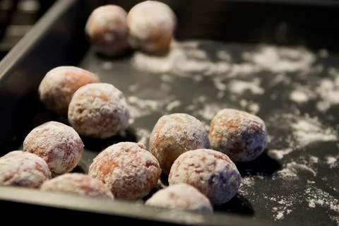 Meatballs in flour Stock Photos