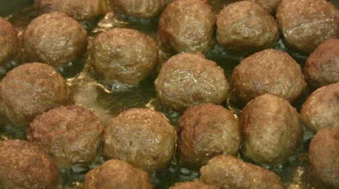 Meatballs frying Stock Footage 11794474