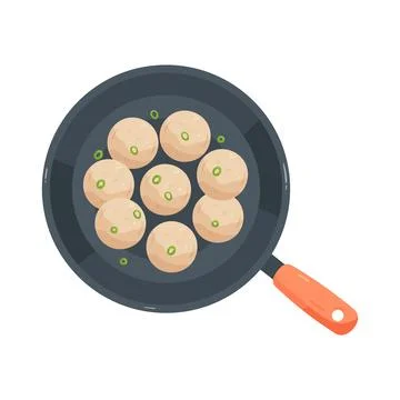 Meatballs in a frying pan Stock Illustration