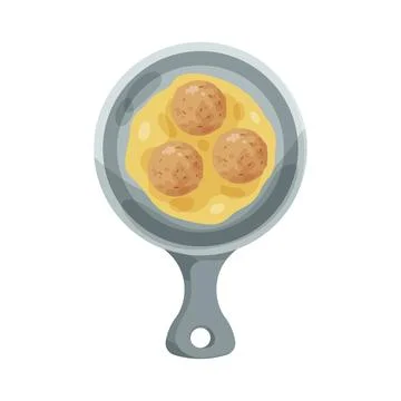 Meatballs in a frying pan Stock Illustration