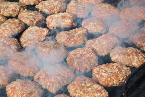 Meatballs on grill Stock Photos