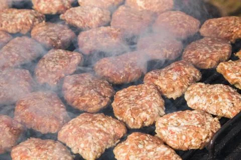 Meatballs on grill Stock Photos
