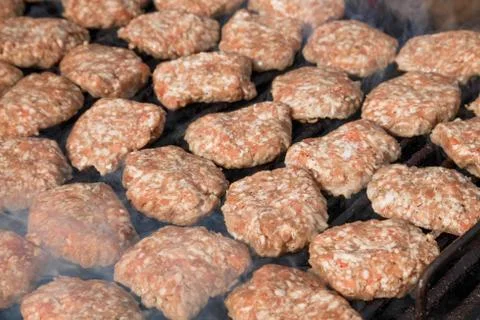 Meatballs on grill Stock Photos