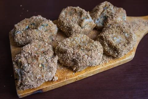Meatballs on the kitchen board. Stock Photos