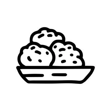 Meatballs line vector doodle simple icon design Stock Illustration
