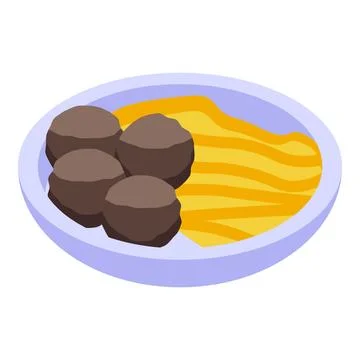 Meatballs with mashed potatoes served on a plate Stock Illustration