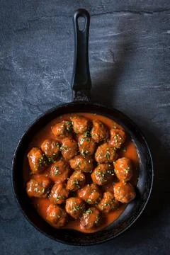 Meatballs in the pan Stock Photos