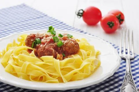 Meatballs with pasta Stock Photos