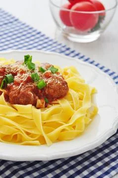 Meatballs with pasta Stock Photos