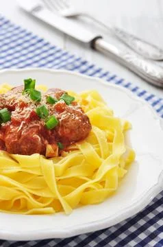 Meatballs with pasta Stock Photos