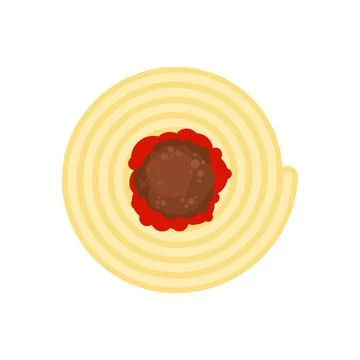 Meatballs with pasta top view isolated. food vector illustration. Stock Illustration