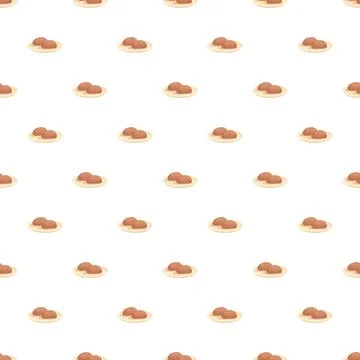 Meatballs on plate seamless food pattern background Stock Illustration