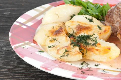 Meatballs with potatoes Stock Photos