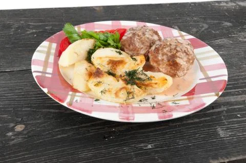 Meatballs with potatoes Stock Photos