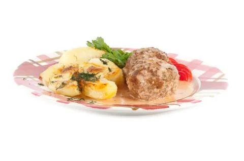 Meatballs with potatoes Foto stock