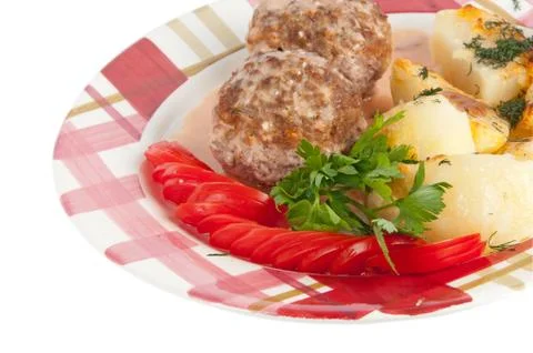 Meatballs with potatoes Stock Photos